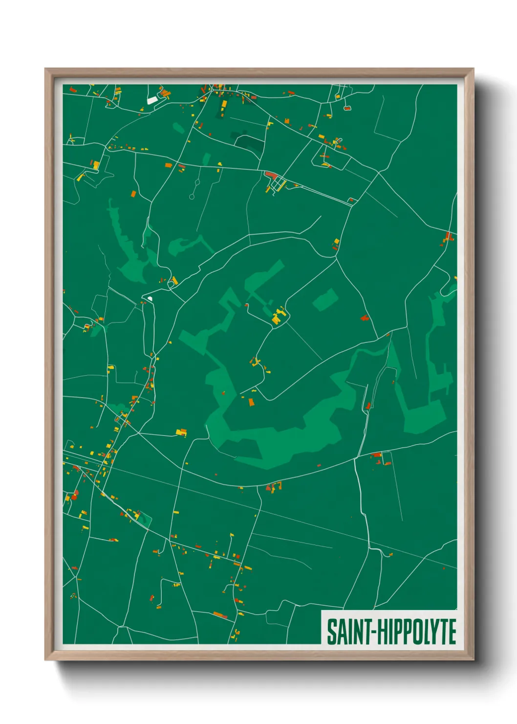 Une affiche de carte sur Saint-Hippolyte