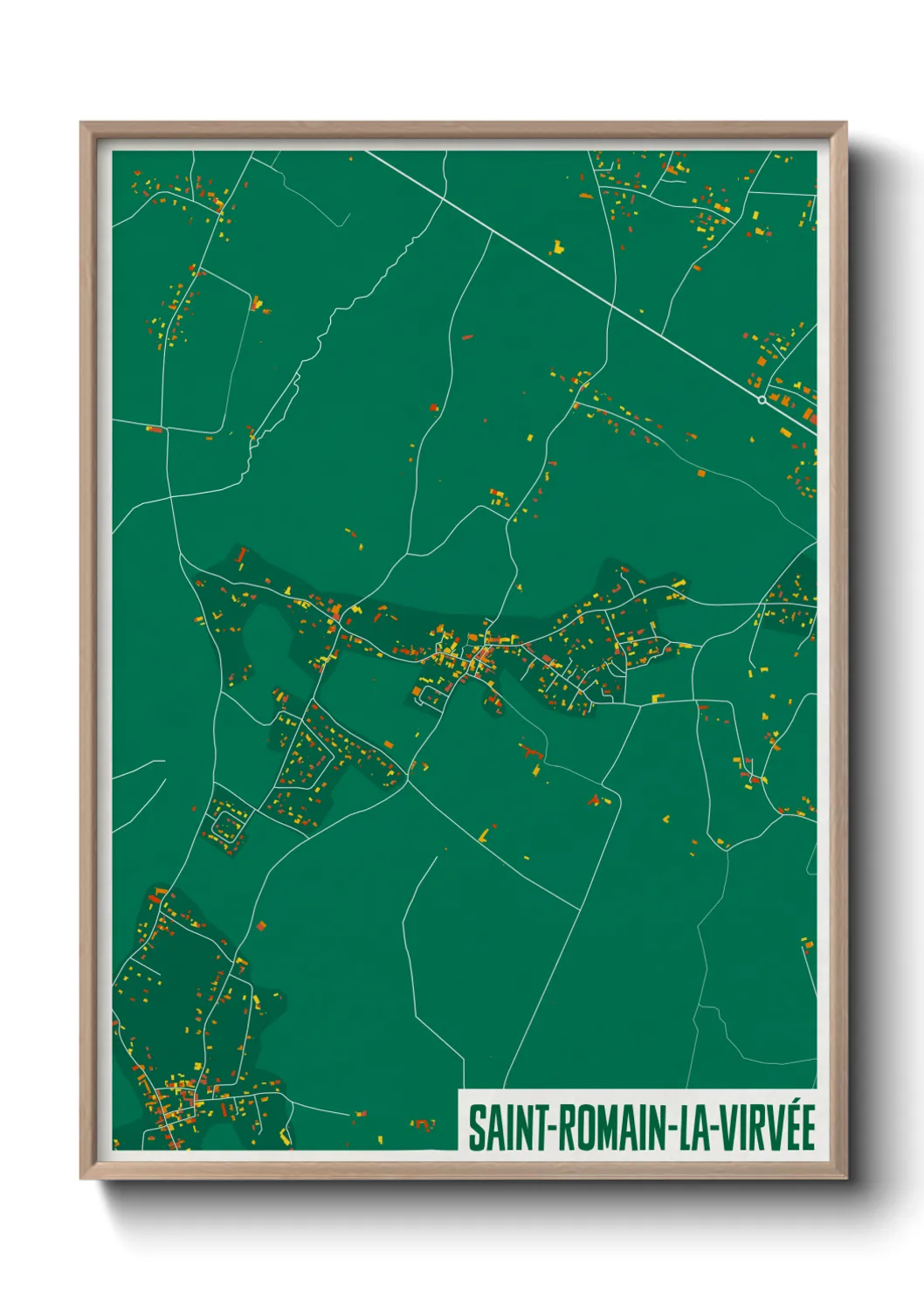 Une affiche de carte sur Saint-Romain-la-Virvée