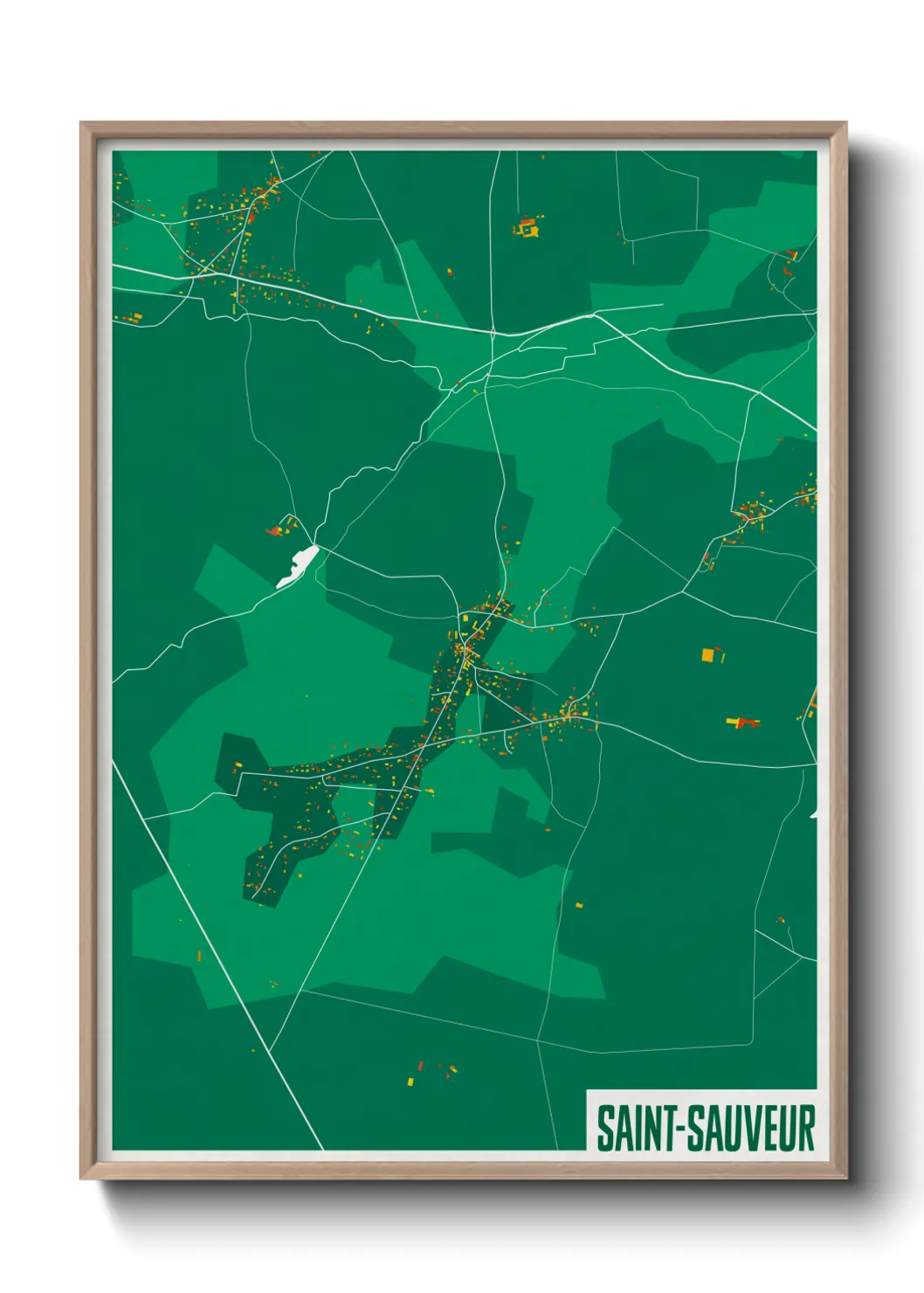 Une affiche de carte sur Saint-Sauveur