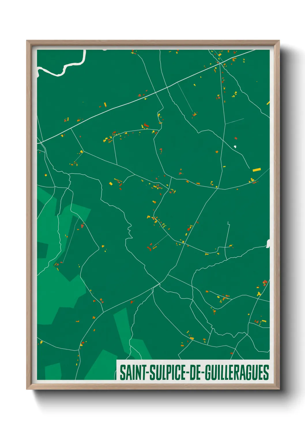 Une affiche de carte sur Saint-Sulpice-de-Guilleragues