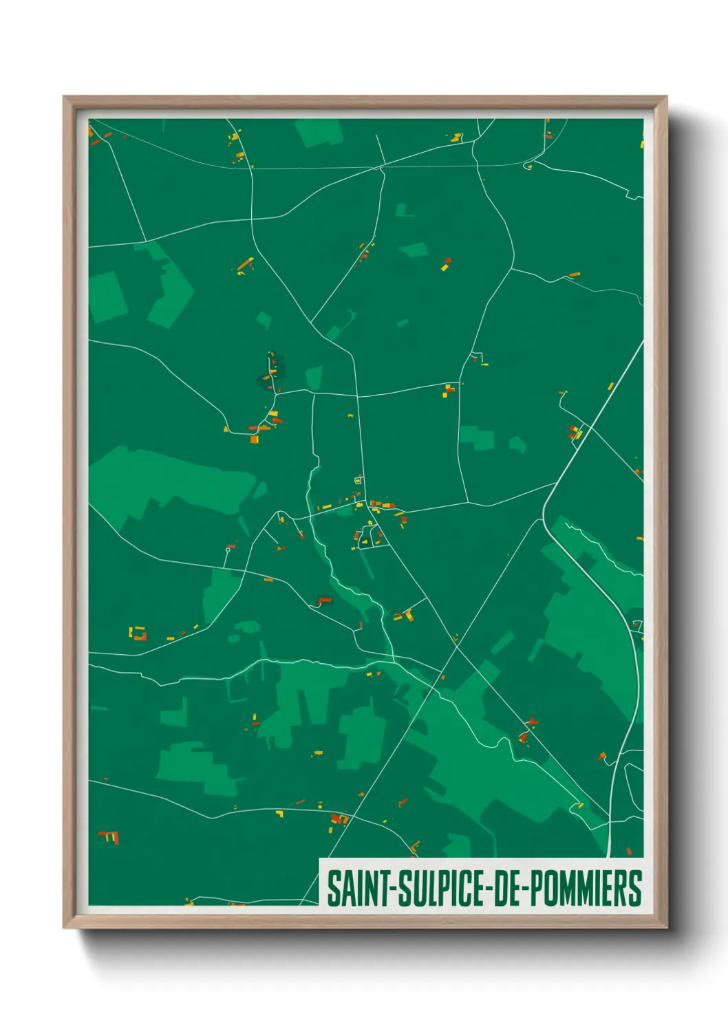 Une affiche de carte sur Saint-Sulpice-de-Pommiers
