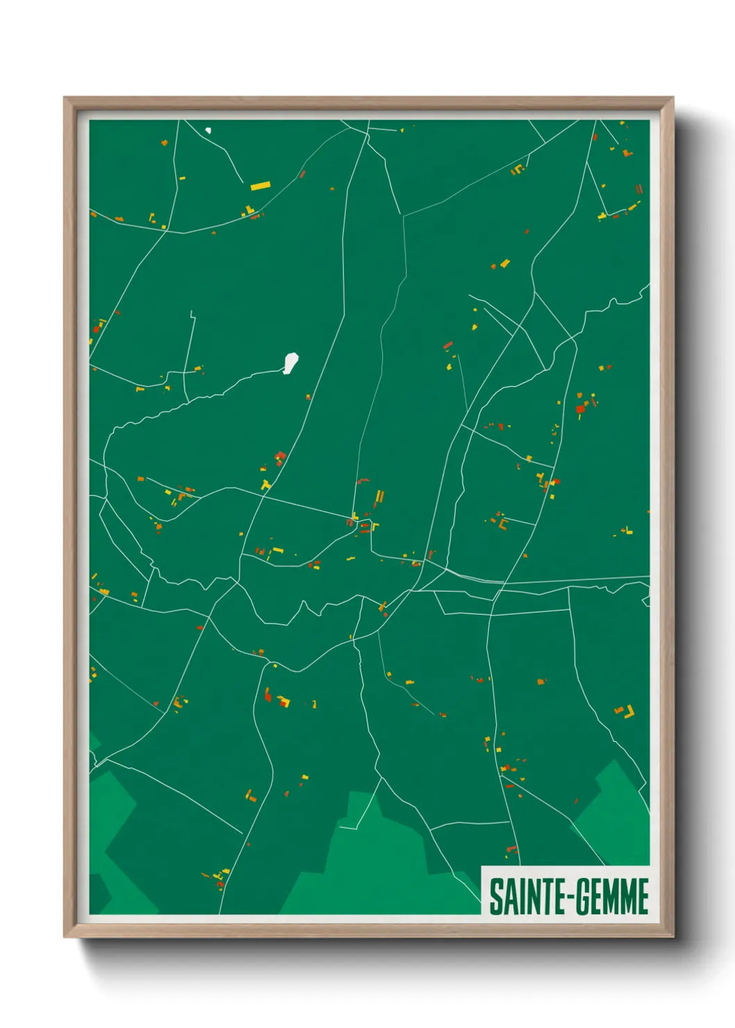 Une affiche de carte sur Sainte-Gemme