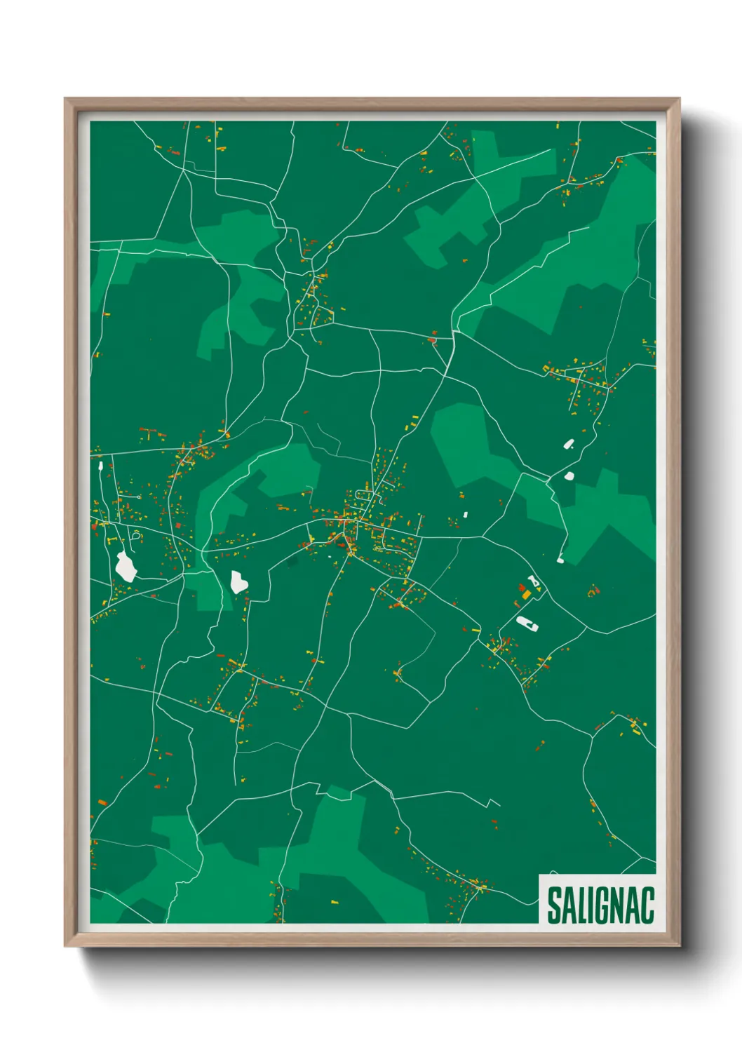 Une affiche de carte sur Salignac