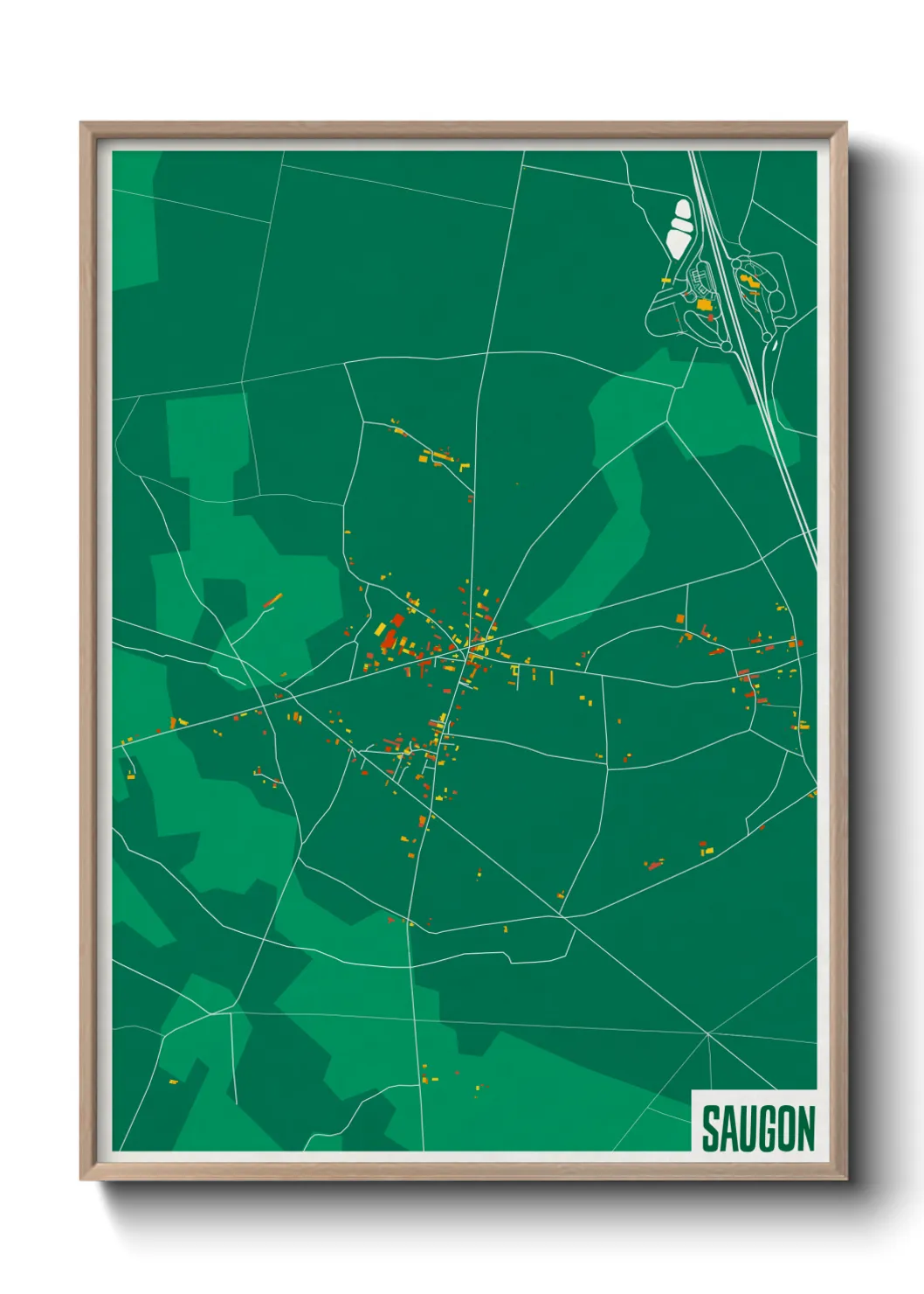 Une affiche de carte sur Saugon
