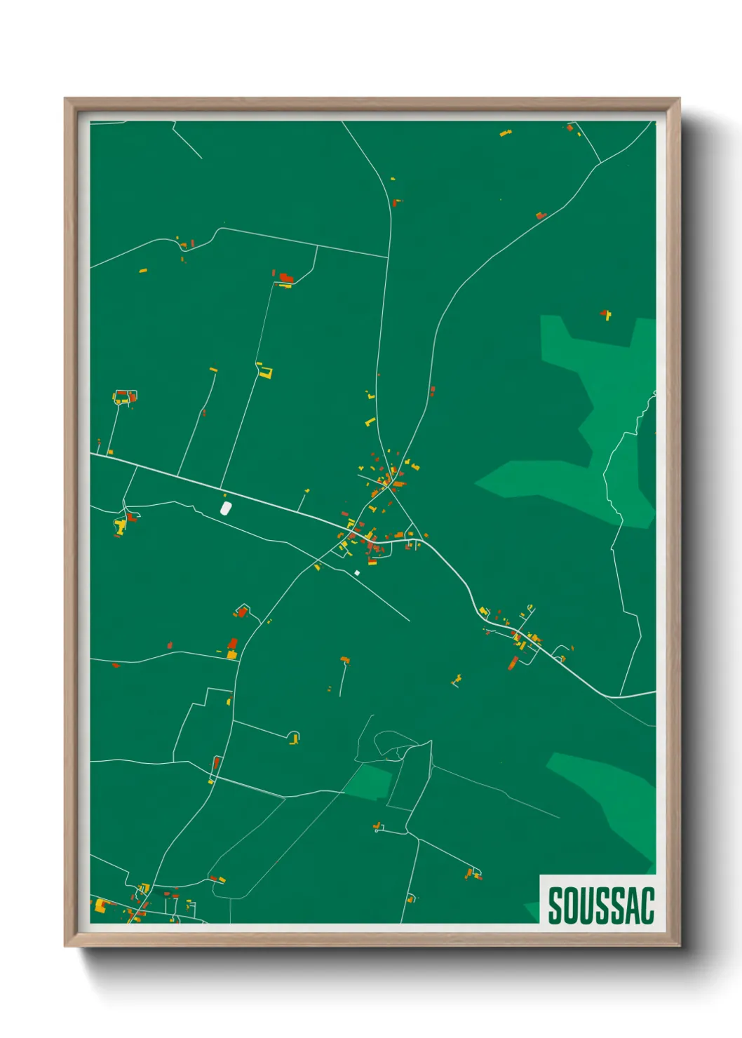 Une affiche de carte sur Soussac