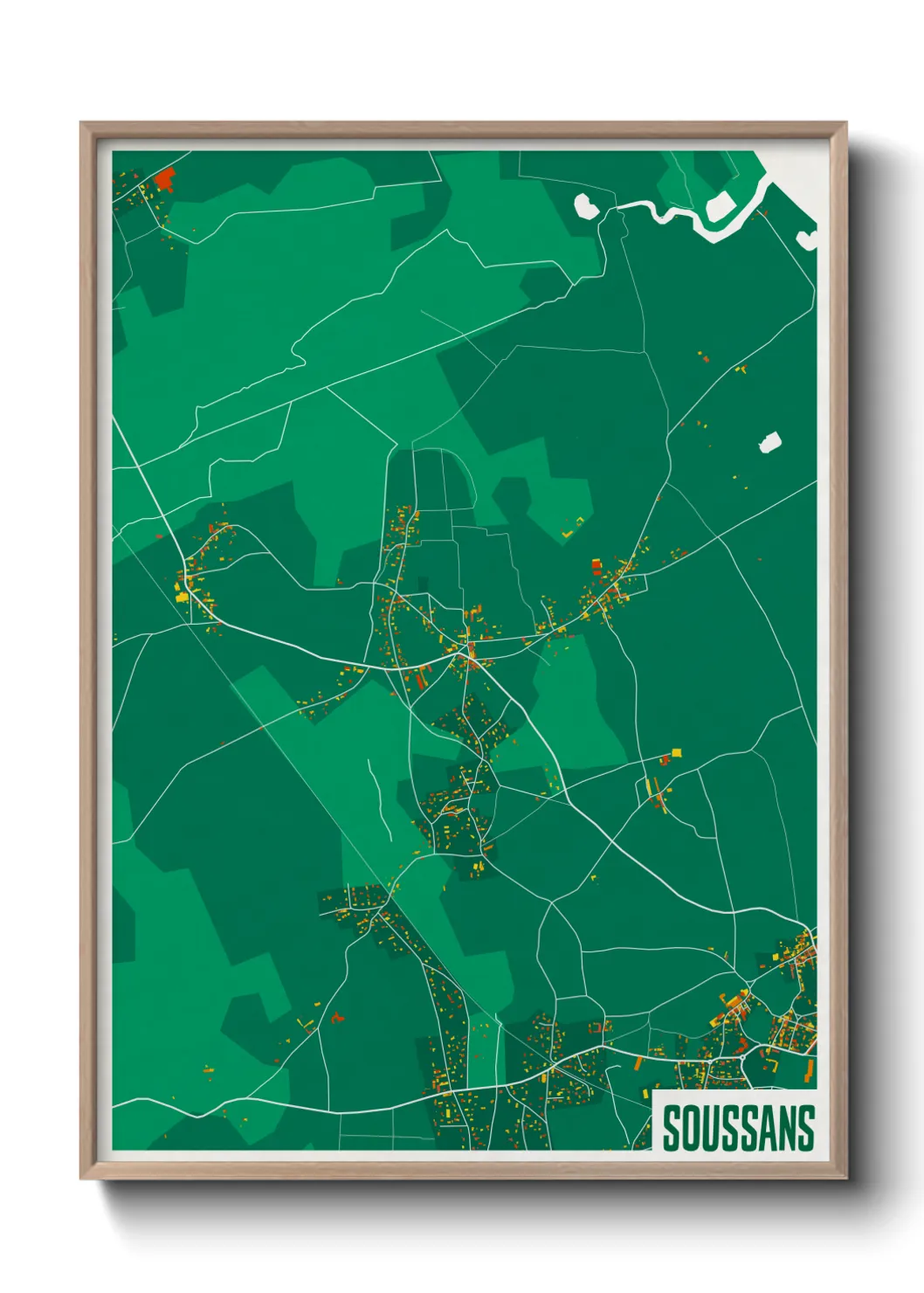 Une affiche de carte sur Soussans