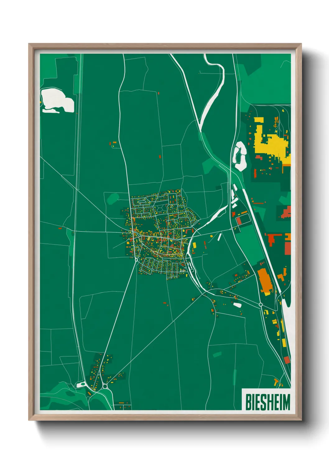Une affiche de carte sur Biesheim