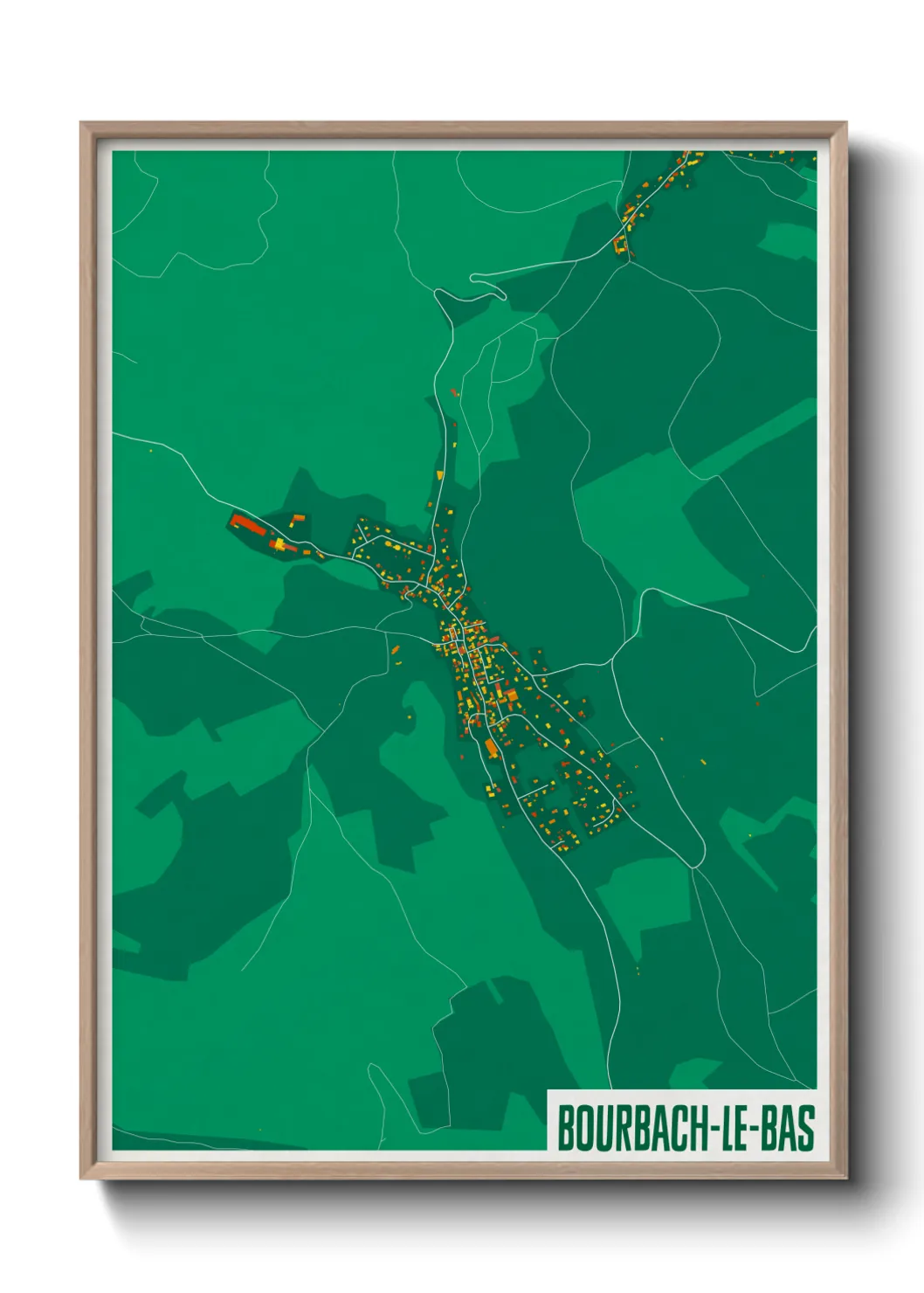 Une affiche de carte sur Bourbach-le-Bas