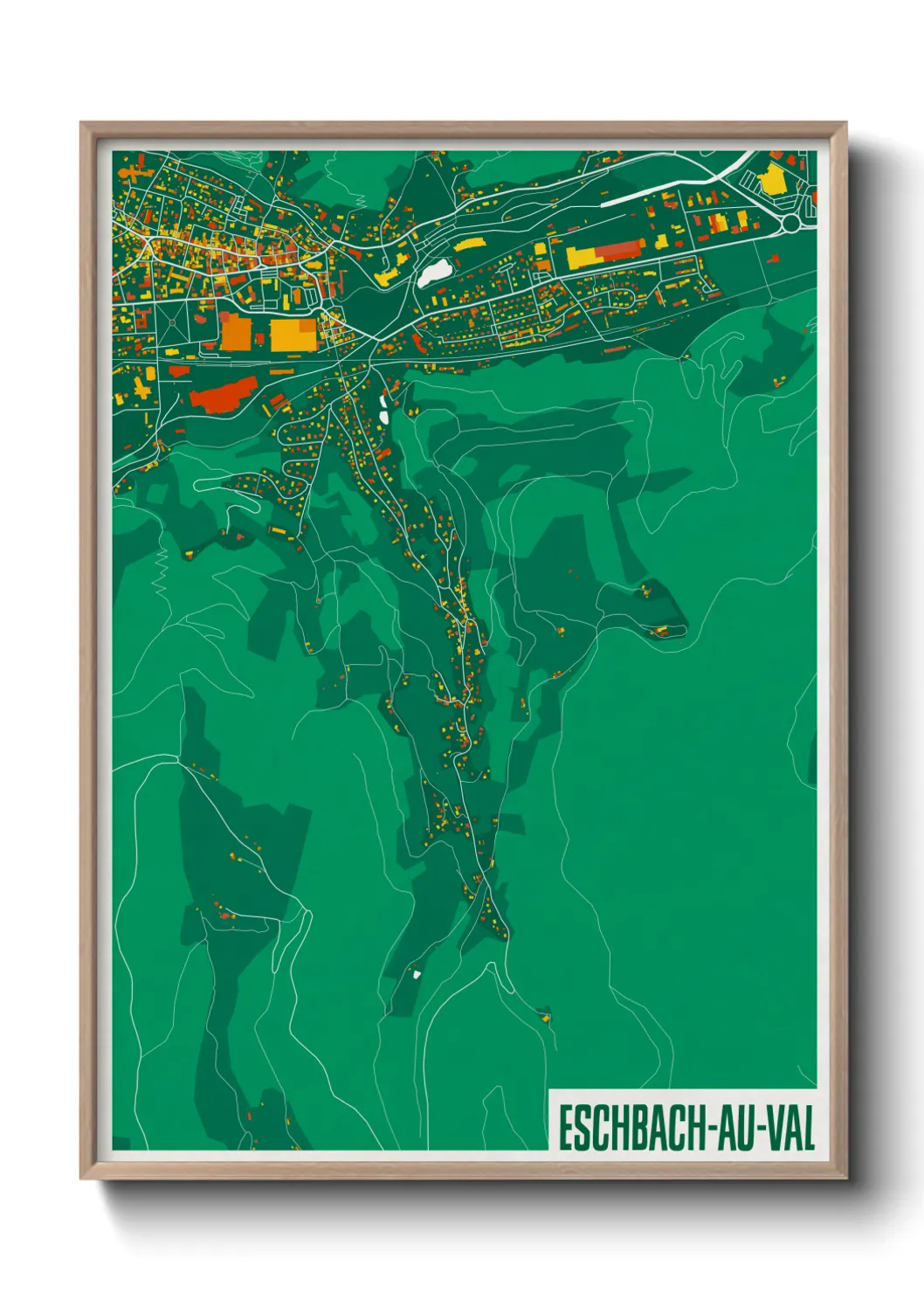 Une affiche de carte sur Eschbach-au-Val