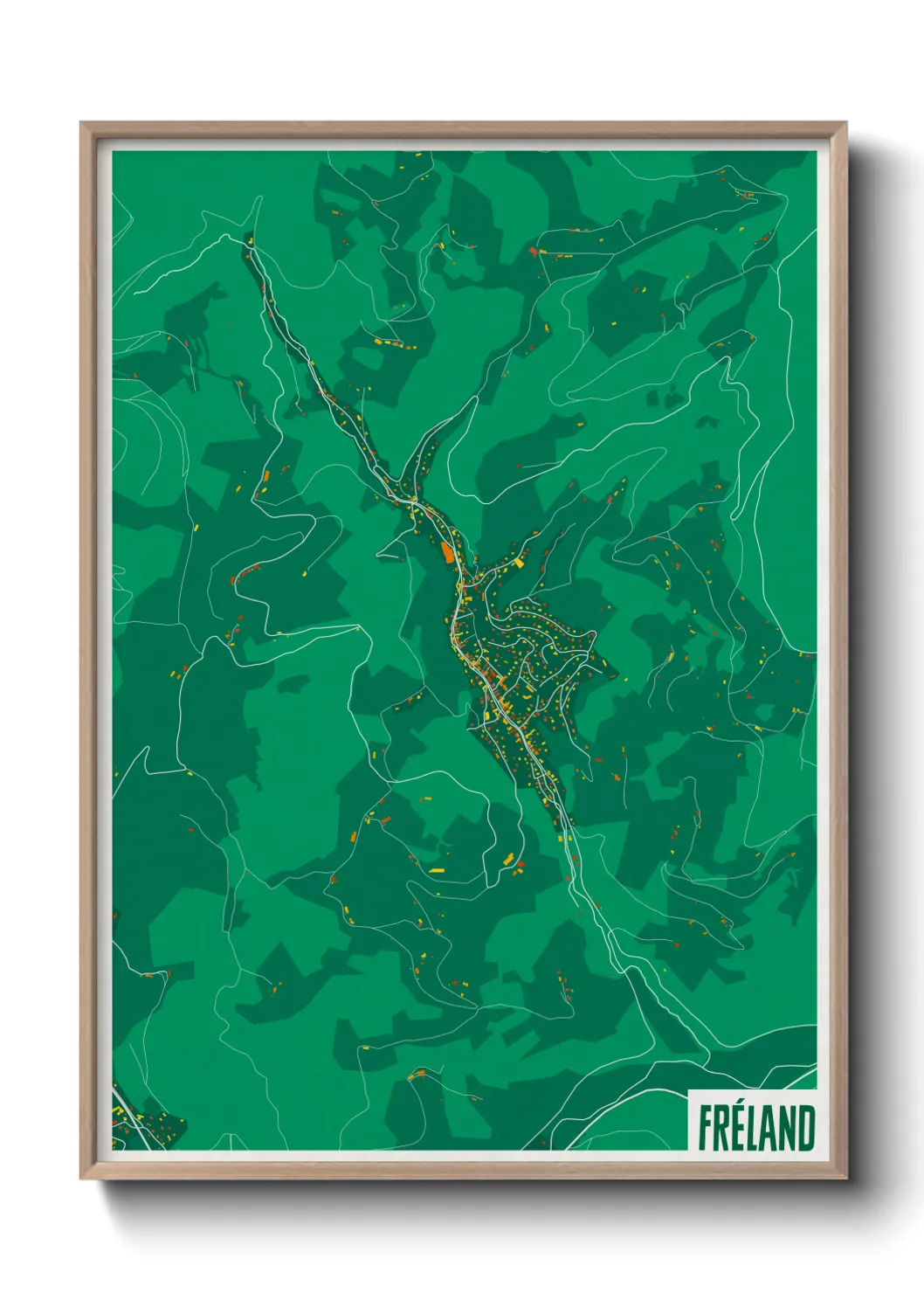 Une affiche de carte sur Fréland