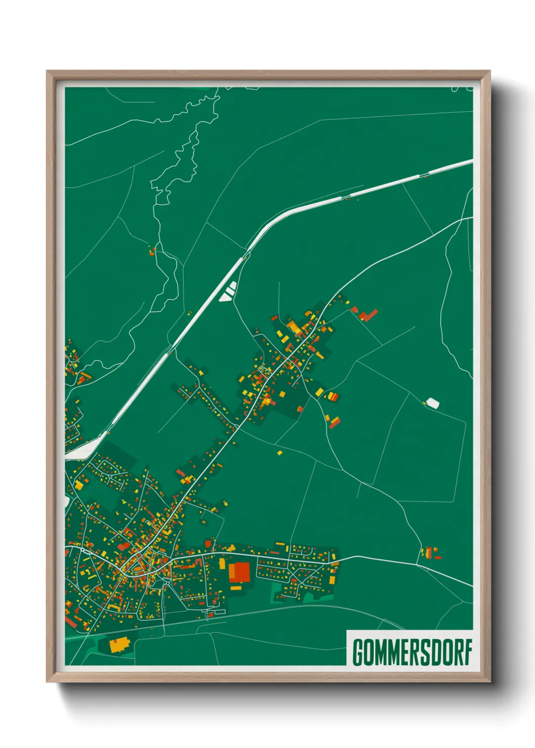 Une affiche de carte sur Gommersdorf