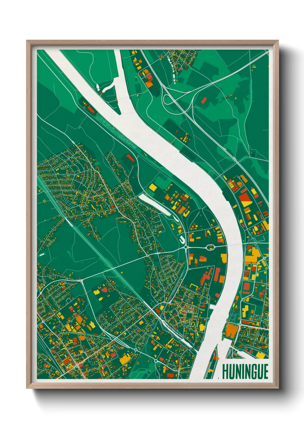 Une affiche de carte sur Huningue