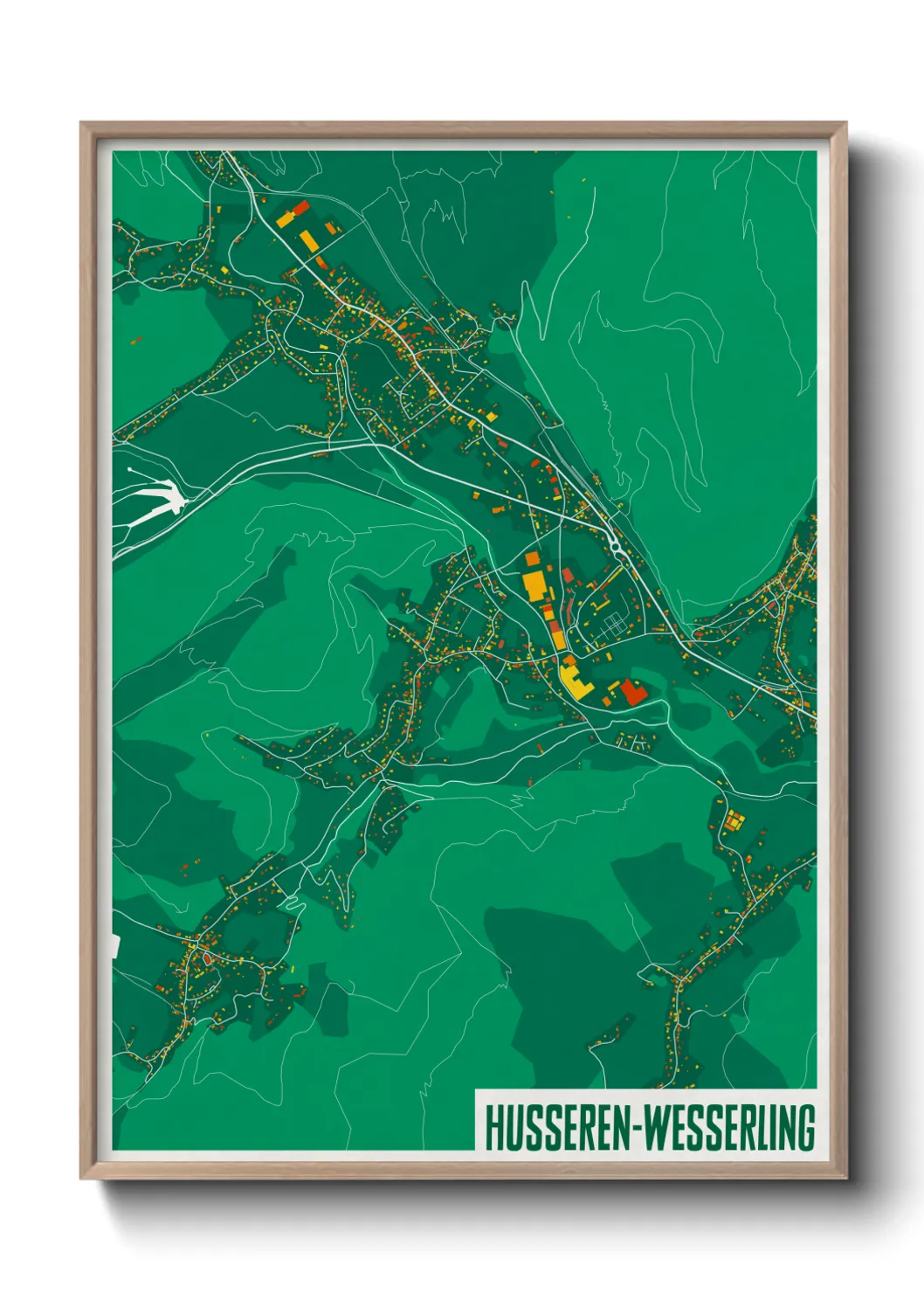 Une affiche de carte sur Husseren-Wesserling