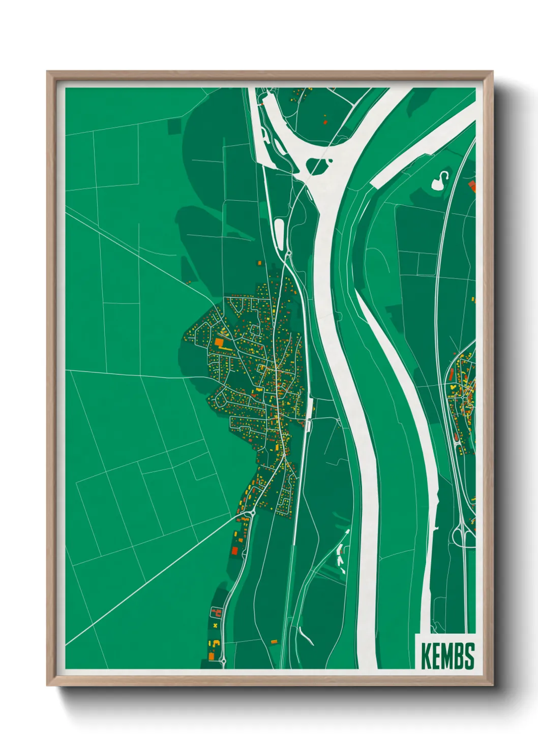 Une affiche de carte sur Kembs