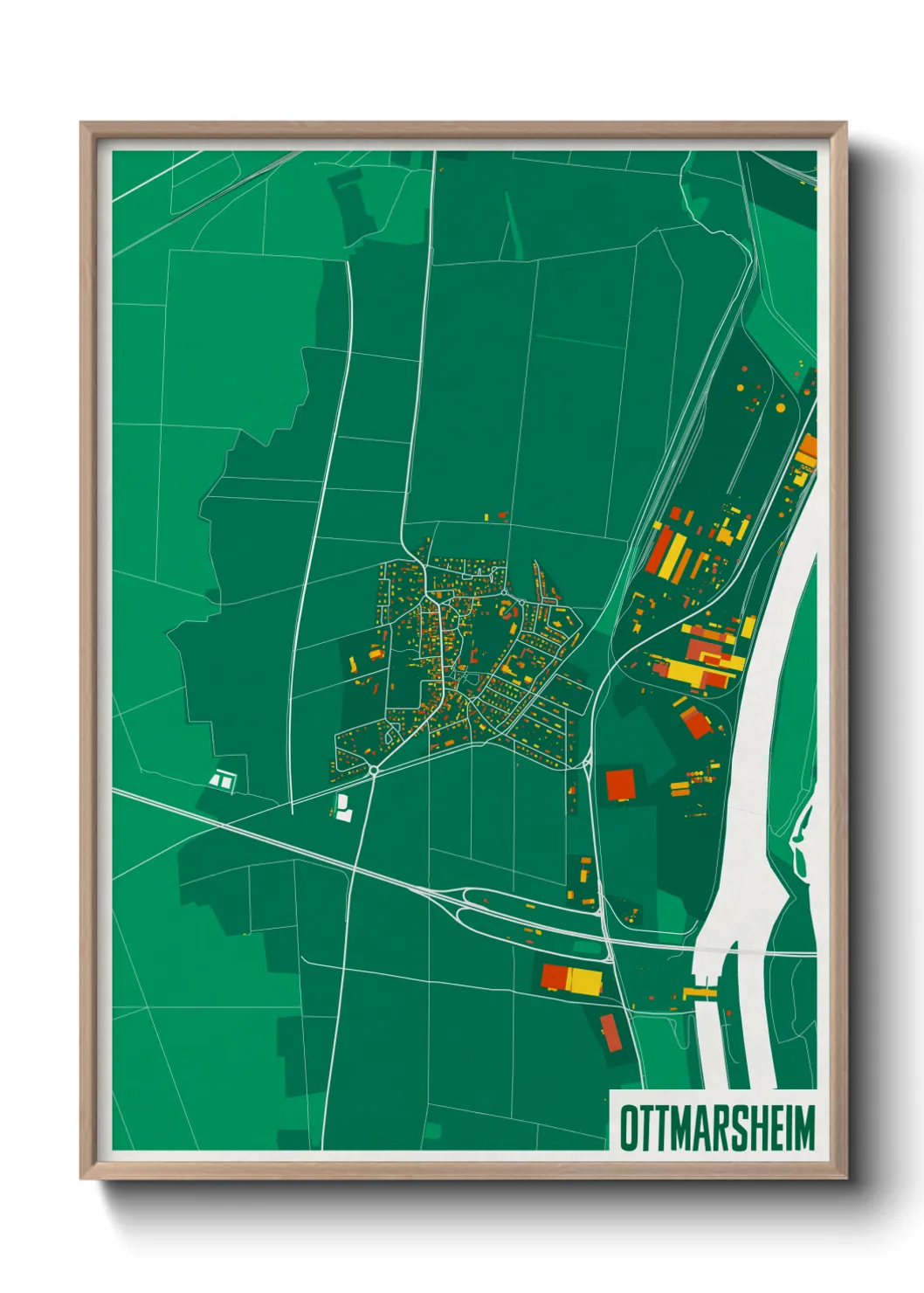 Une affiche de carte sur Ottmarsheim
