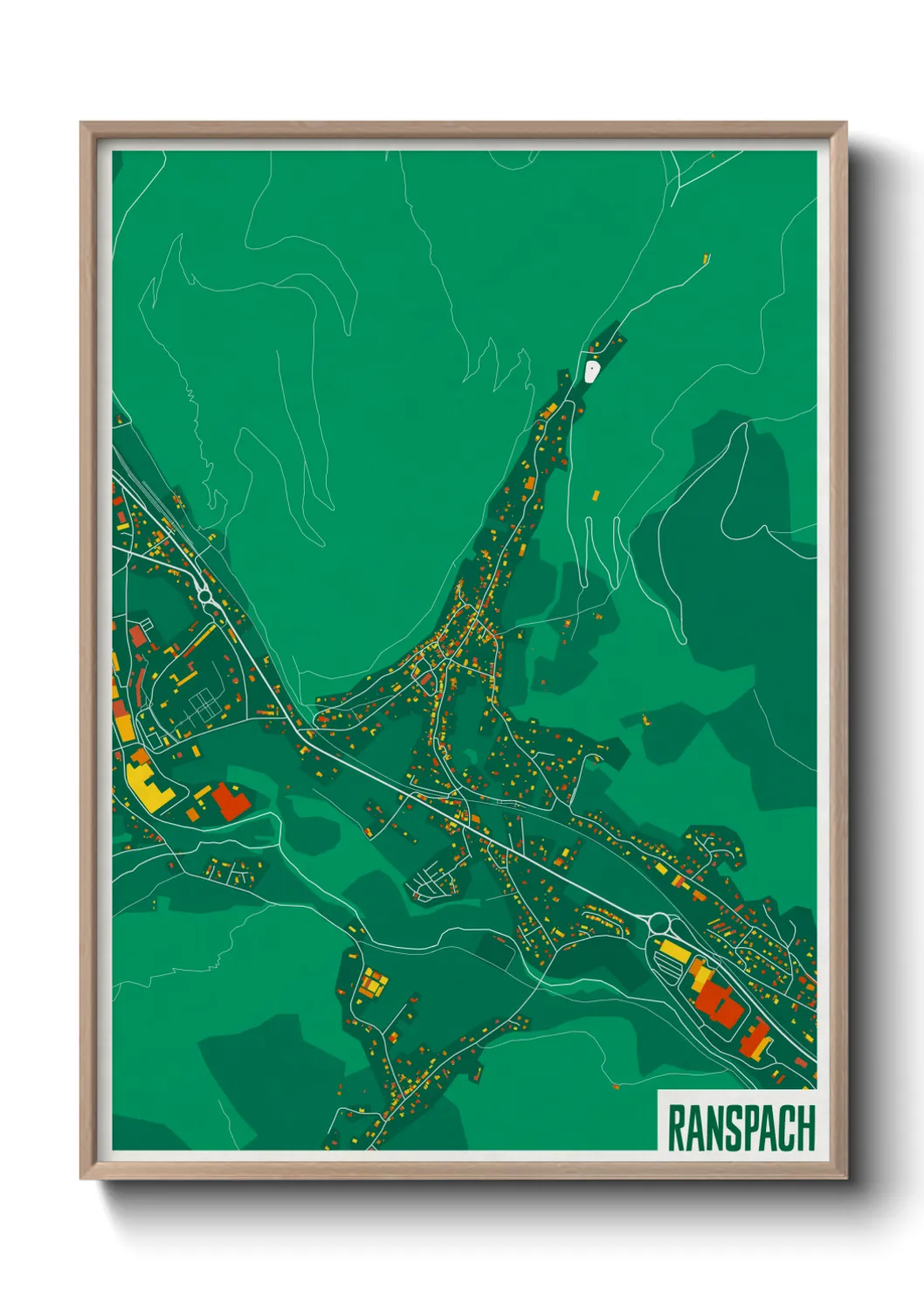 Une affiche de carte sur Ranspach