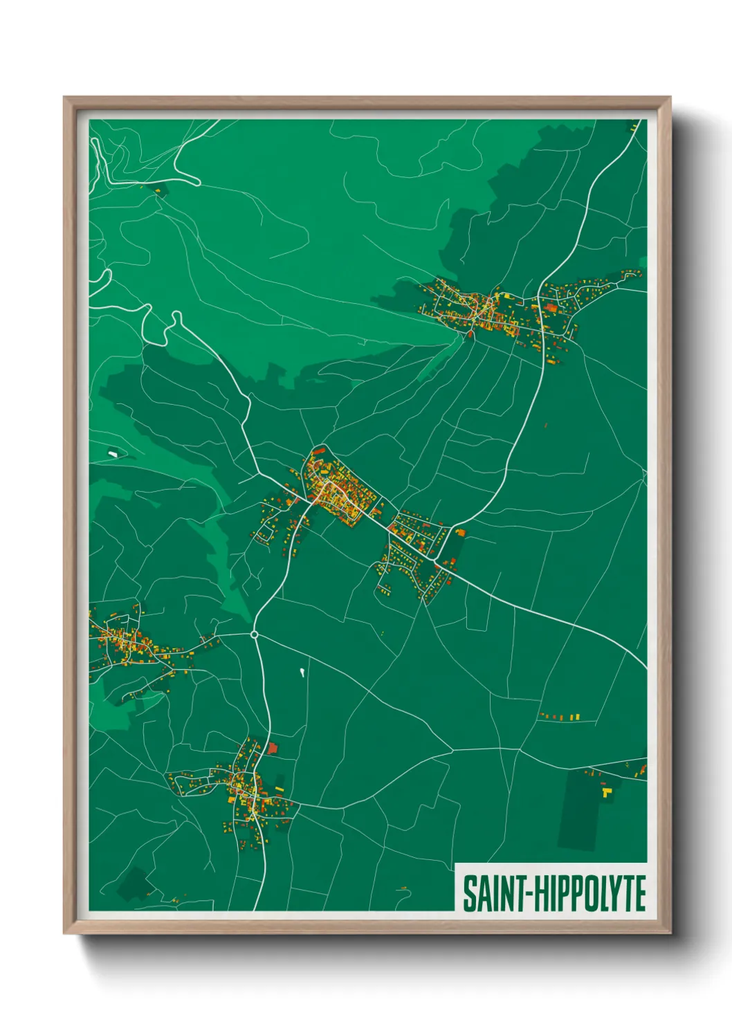Une affiche de carte sur Saint-Hippolyte