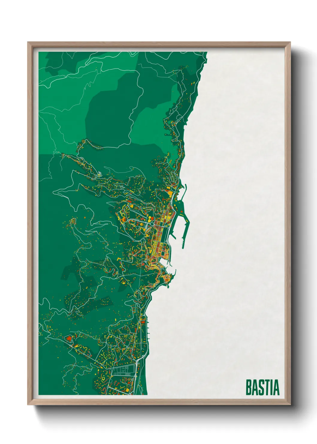 Une affiche de carte sur Bastia