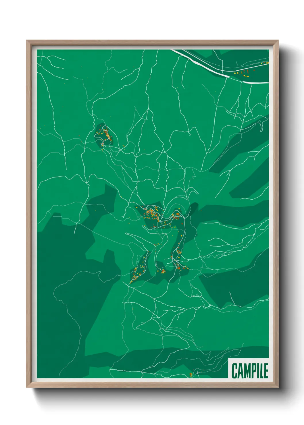 Une affiche de carte sur Campile