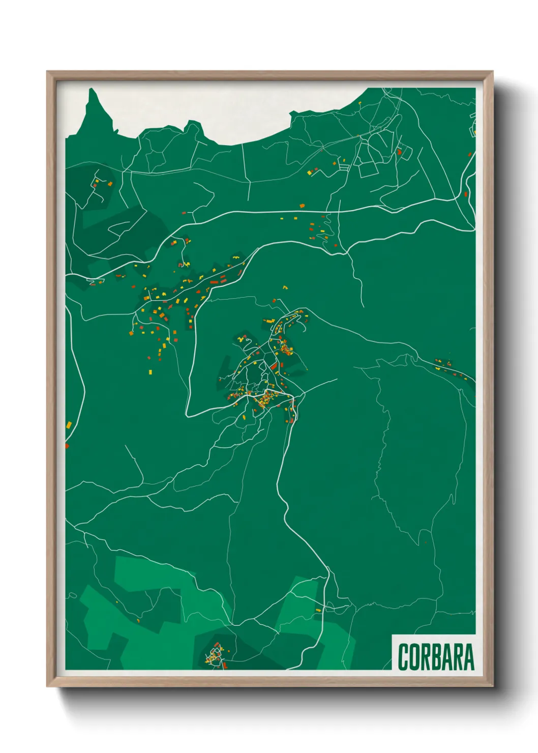 Une affiche de carte sur Corbara
