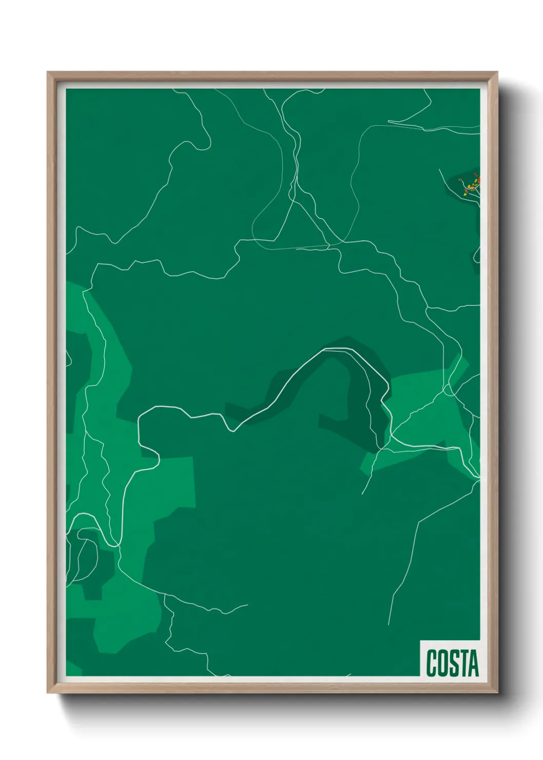 Une affiche de carte sur Costa