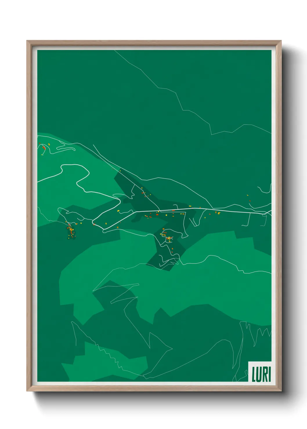 Une affiche de carte sur Luri