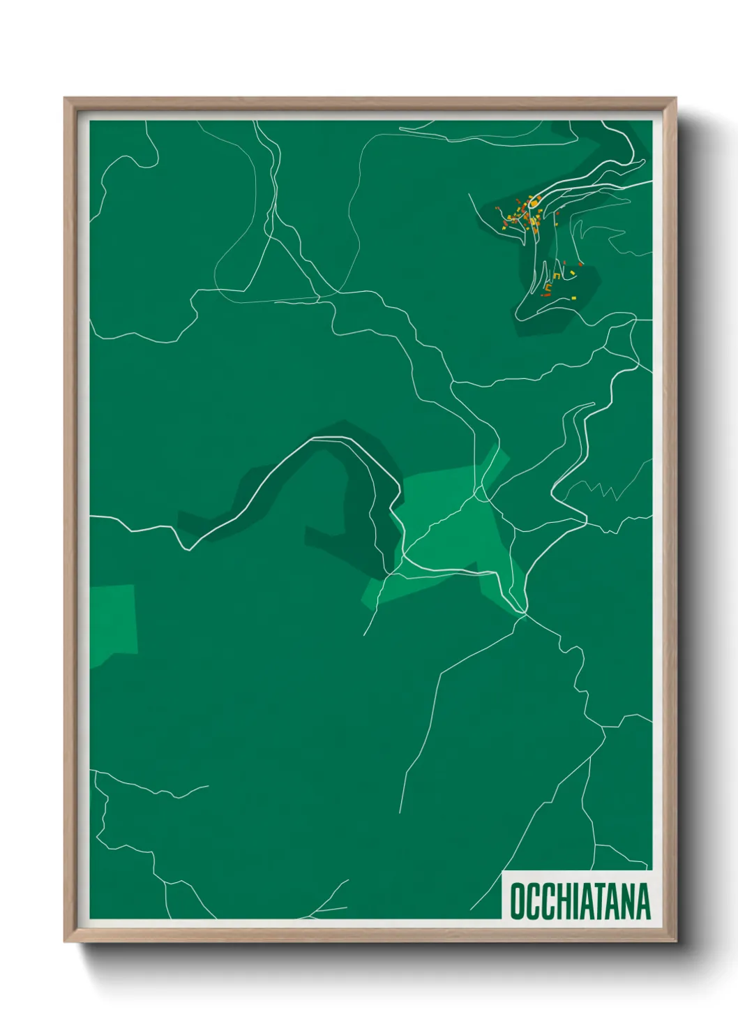 Une affiche de carte sur Occhiatana