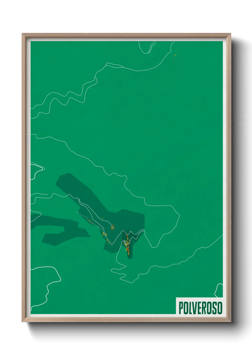 Une affiche de carte sur Polveroso