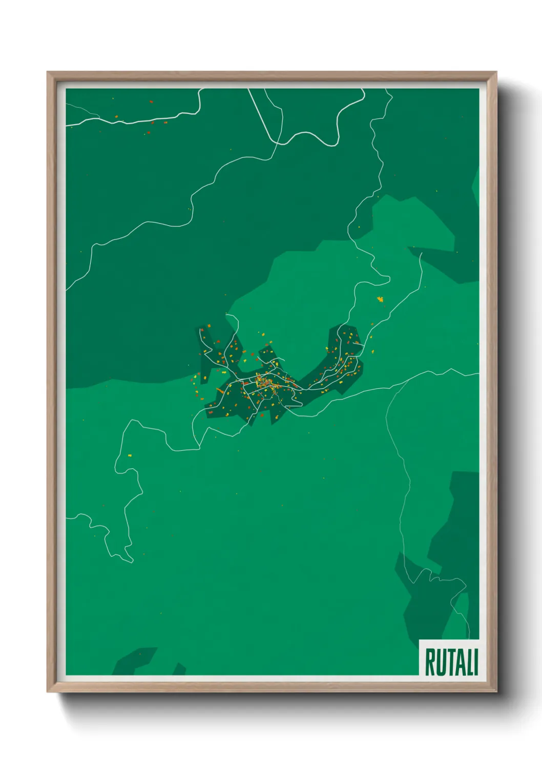 Une affiche de carte sur Rutali