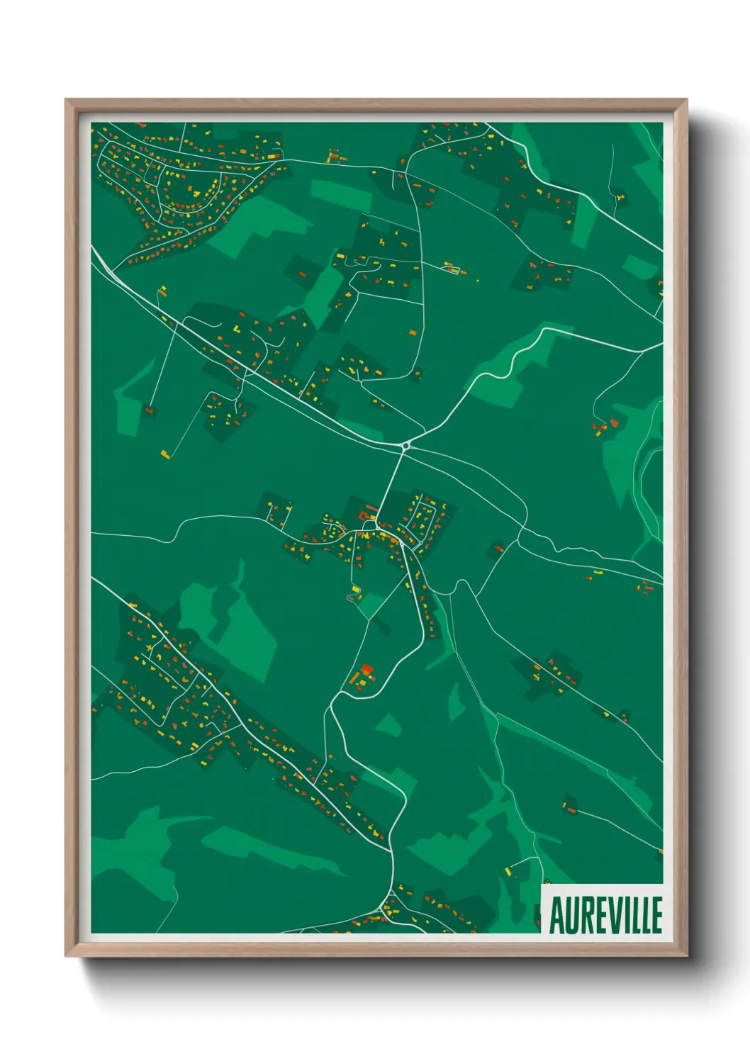 Une affiche de carte sur Aureville