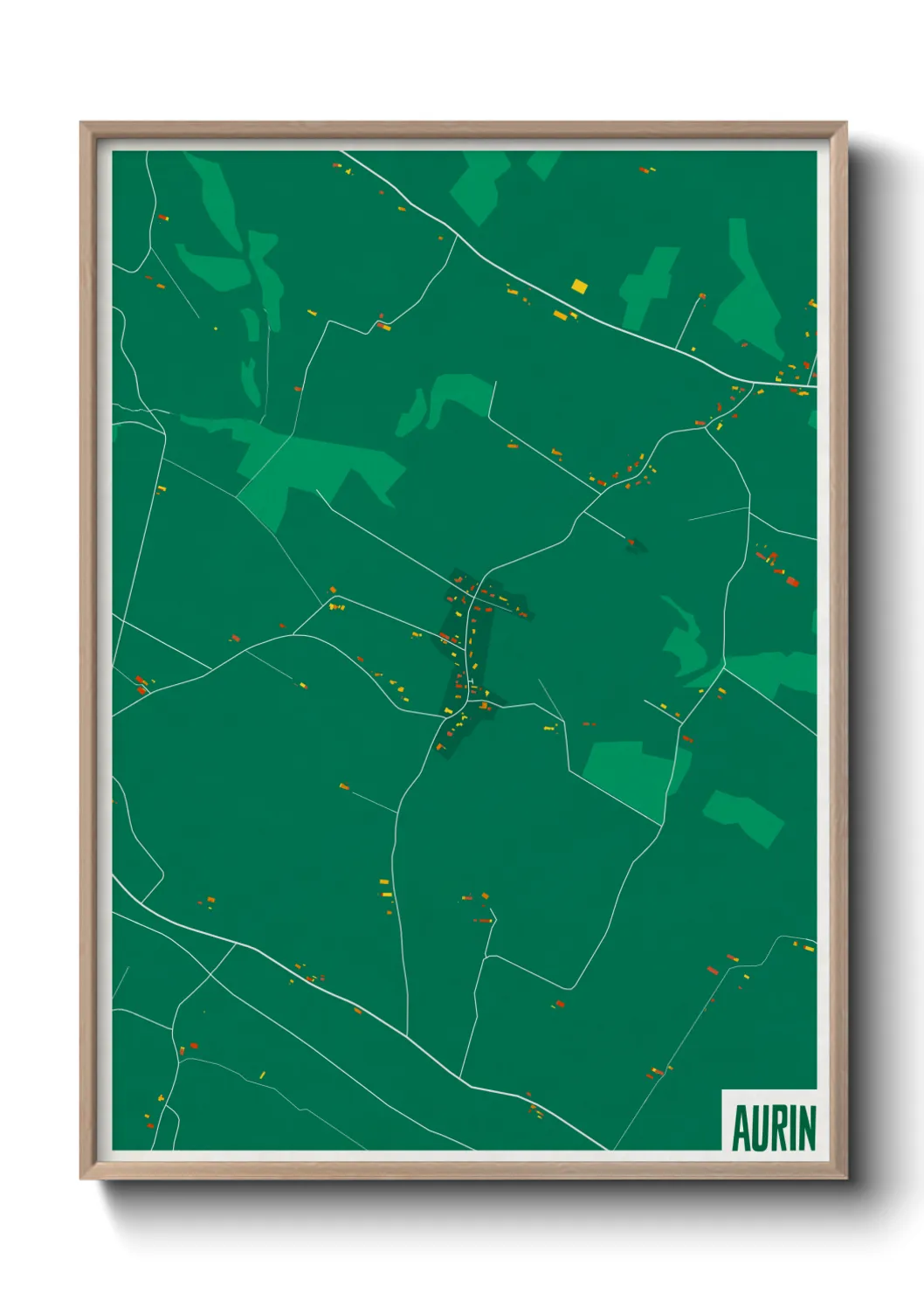 Une affiche de carte sur Aurin