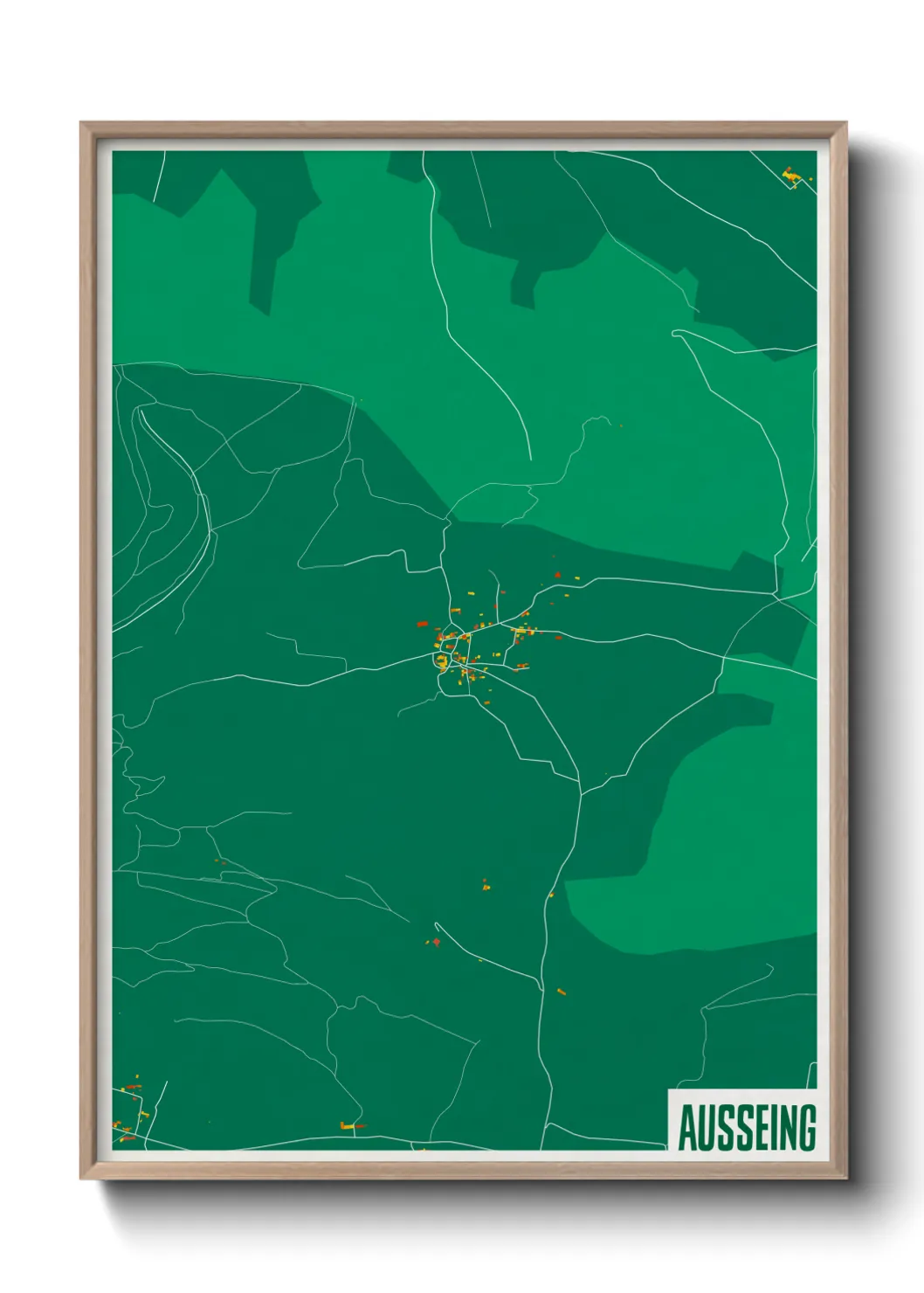 Une affiche de carte sur Ausseing