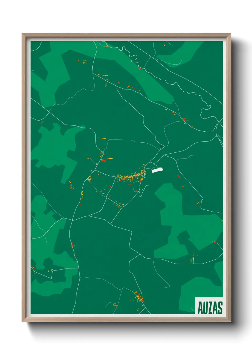 Une affiche de carte sur Auzas
