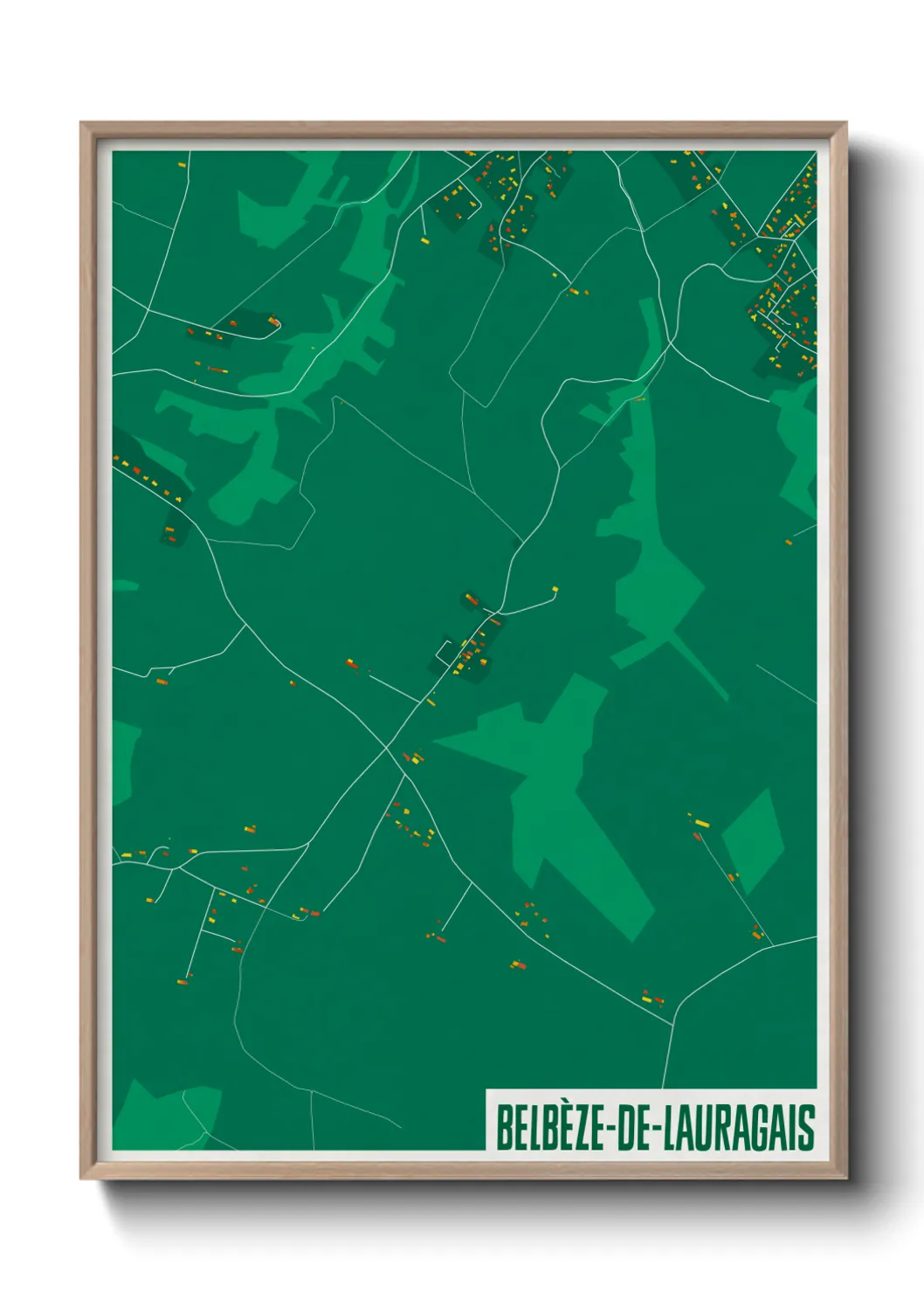 Une affiche de carte sur Belbèze-de-Lauragais