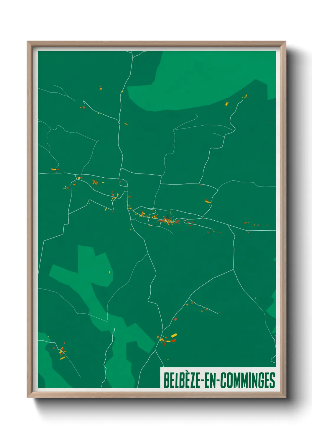 Une affiche de carte sur Belbèze-en-Comminges