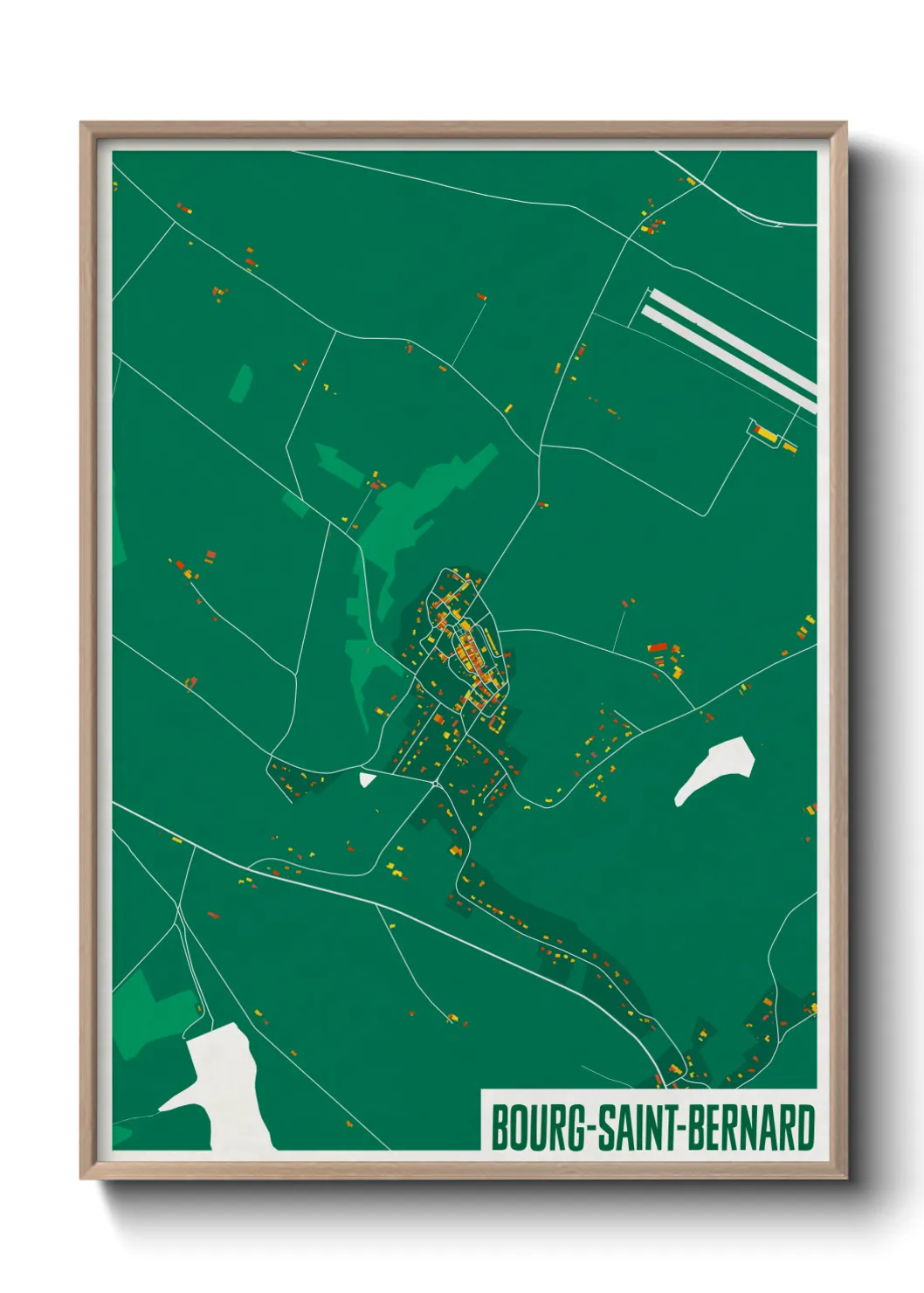 Une affiche de carte sur Bourg-Saint-Bernard