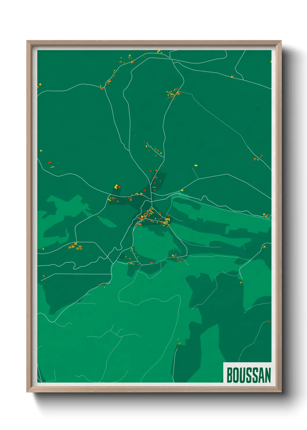 Une affiche de carte sur Boussan