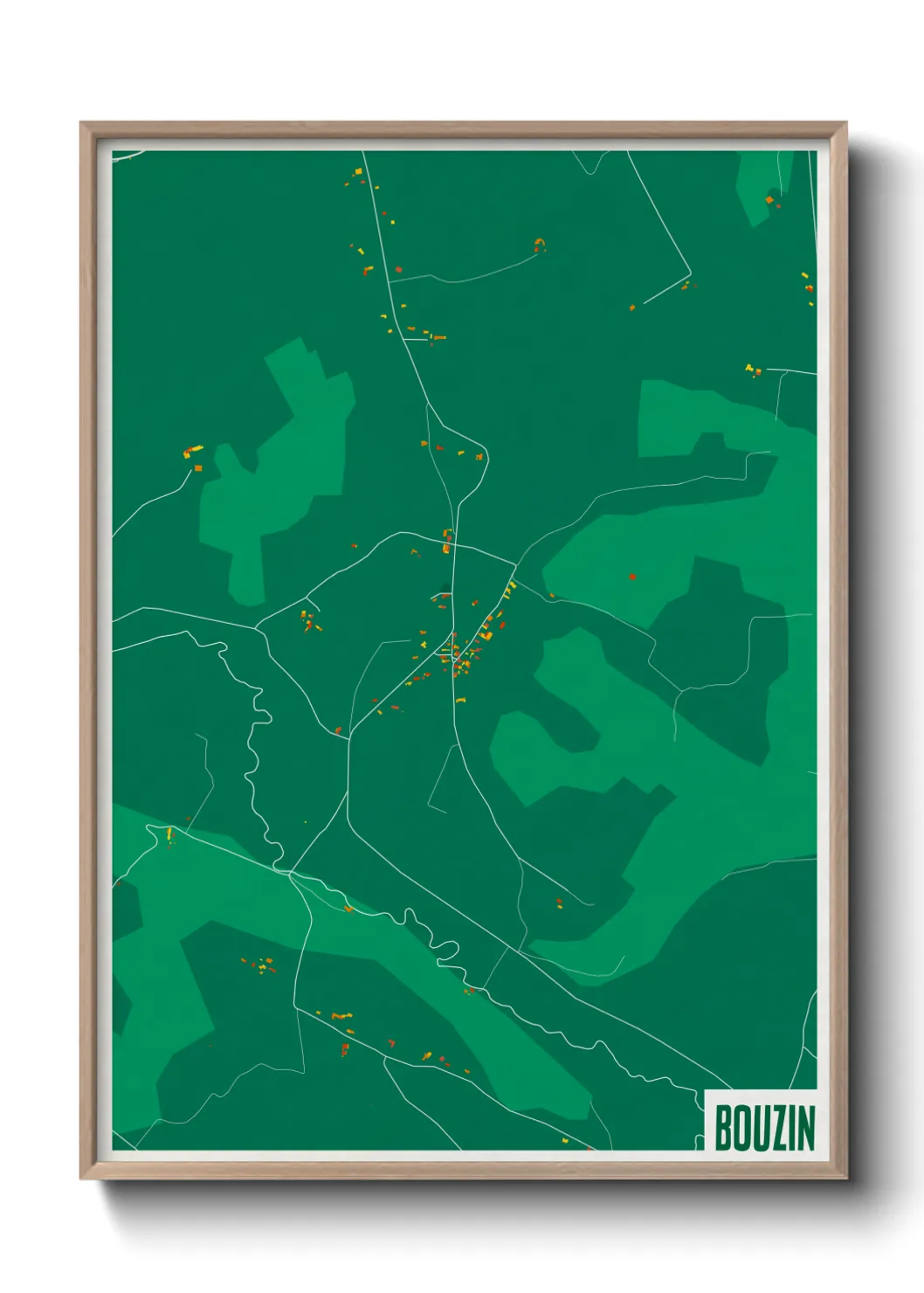 Une affiche de carte sur Bouzin