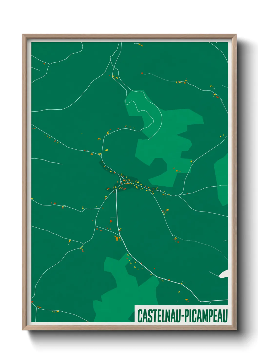 Une affiche de carte sur Castelnau-Picampeau