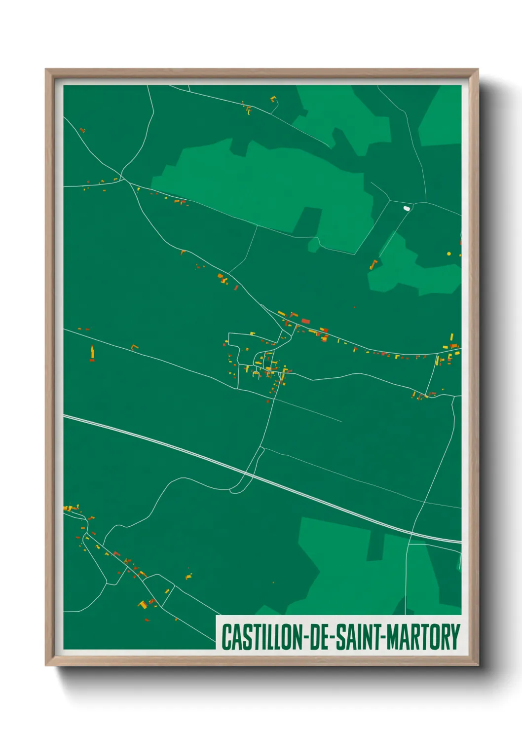 Une affiche de carte sur Castillon-de-Saint-Martory