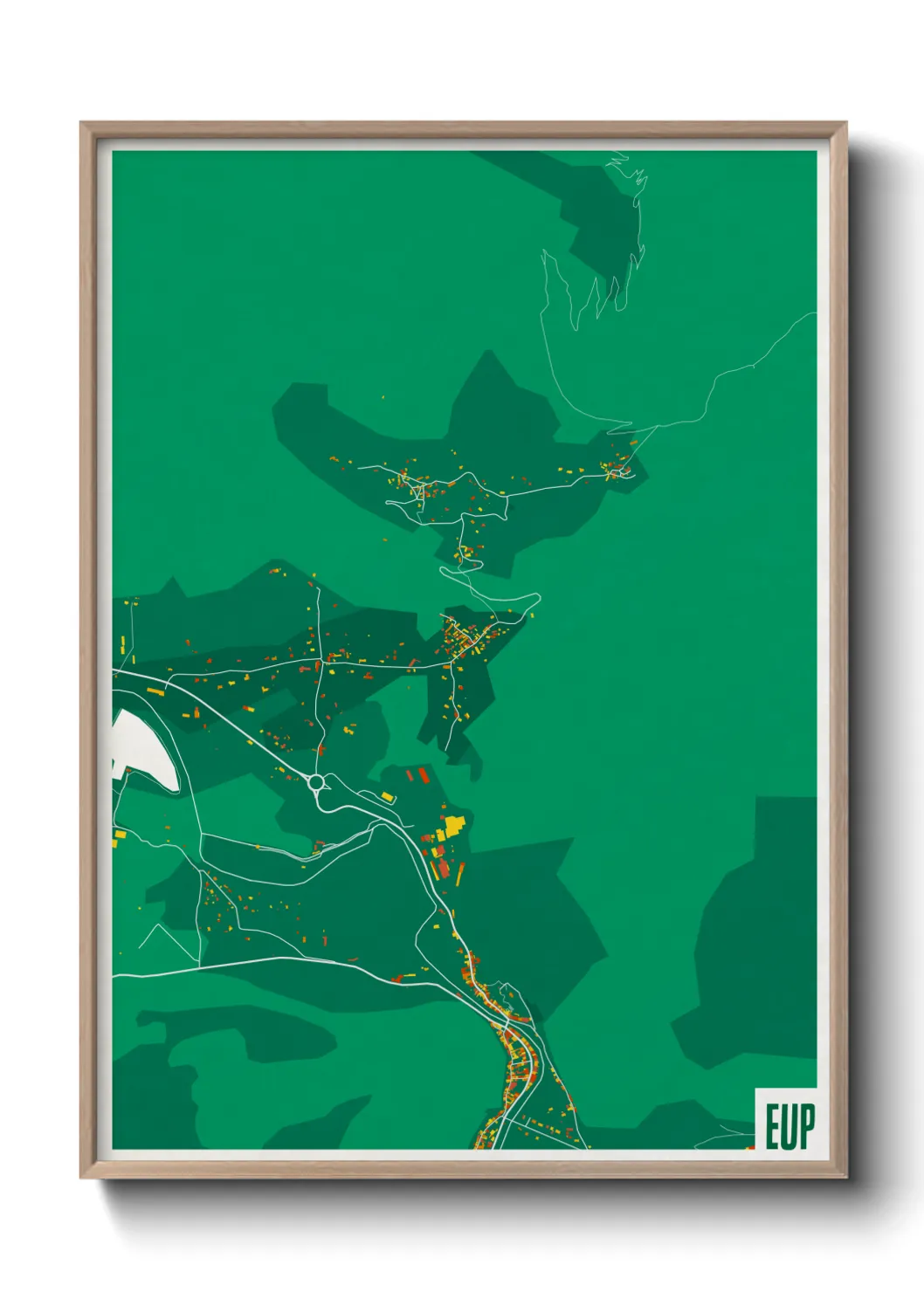 Une affiche de carte sur Eup