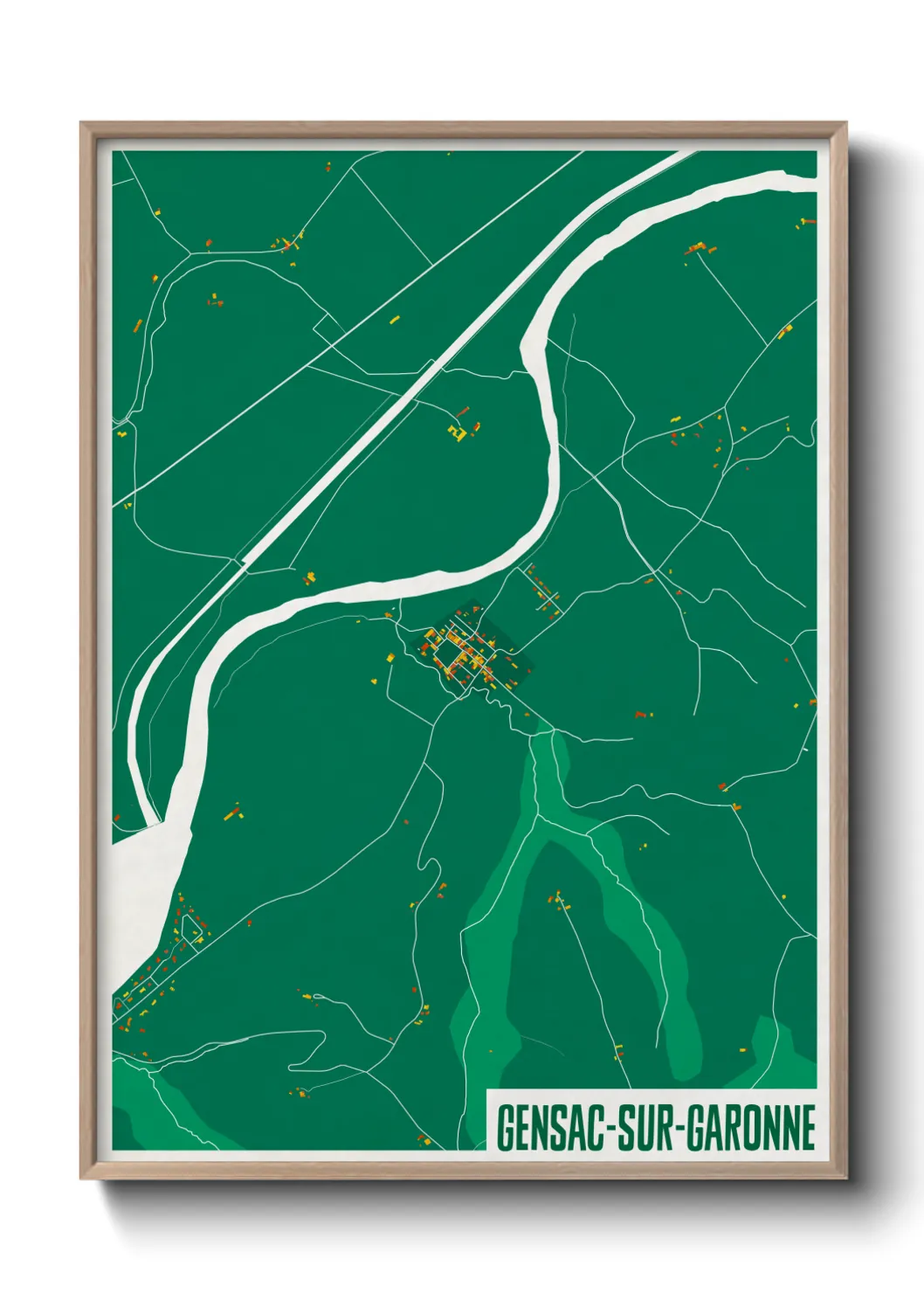 Une affiche de carte sur Gensac-sur-Garonne