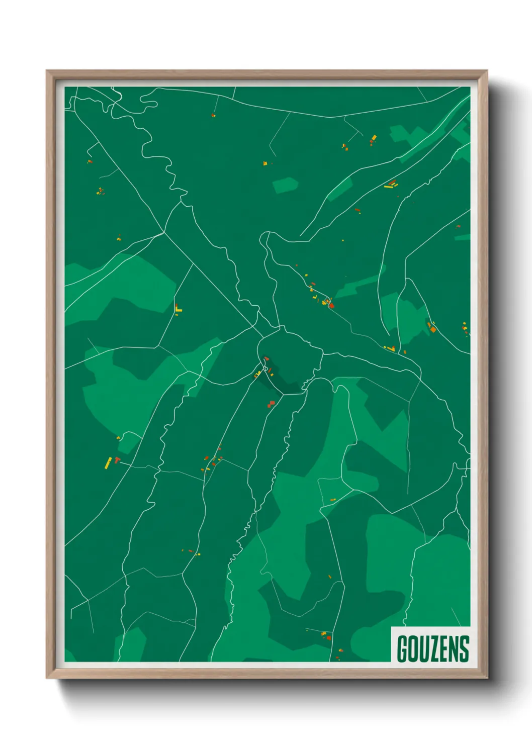 Une affiche de carte sur Gouzens