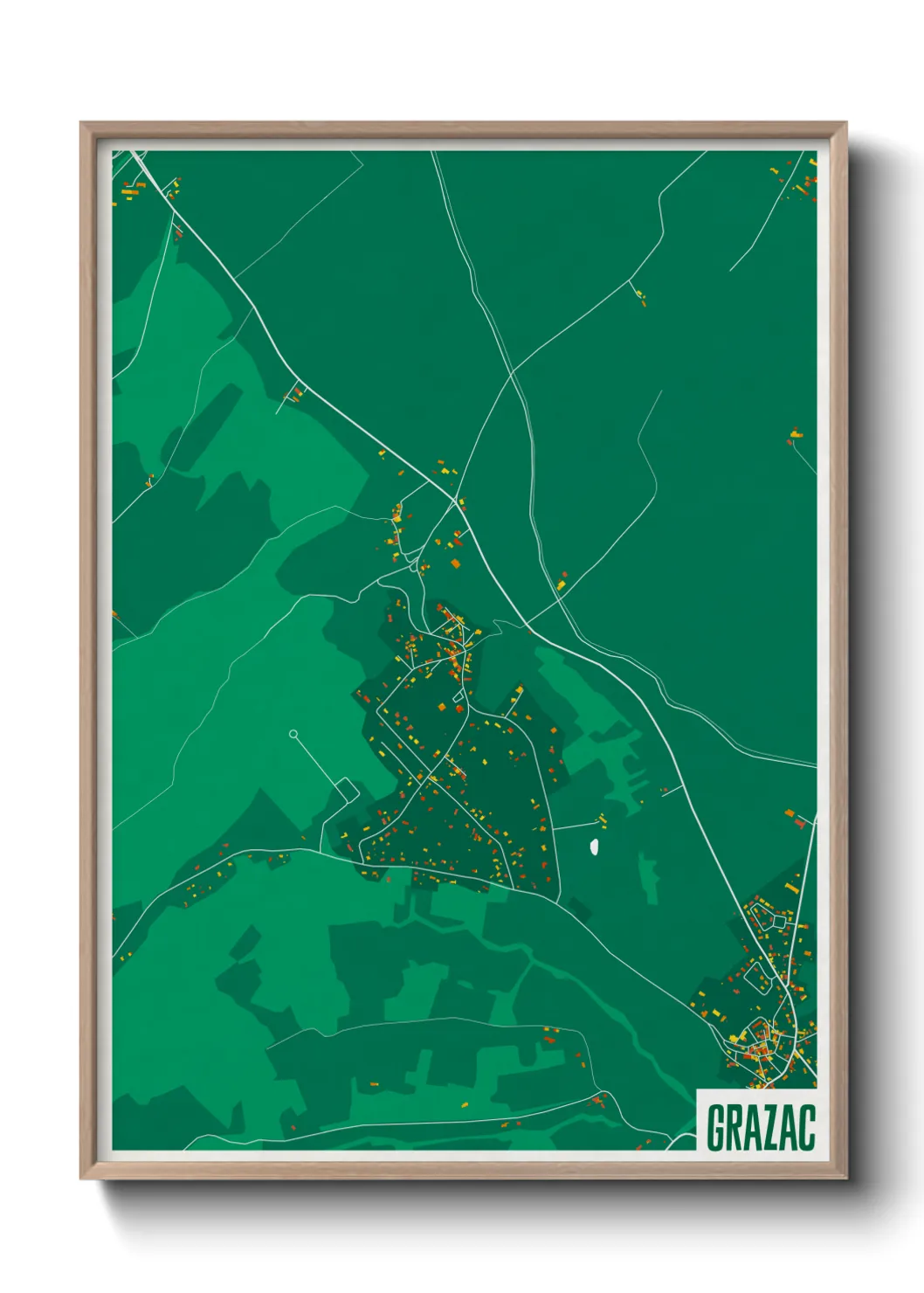 Une affiche de carte sur Grazac