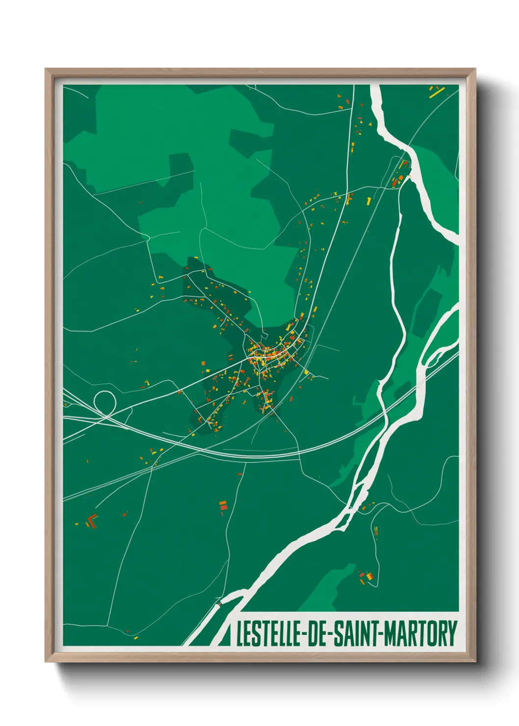 Une affiche de carte sur Lestelle-de-Saint-Martory