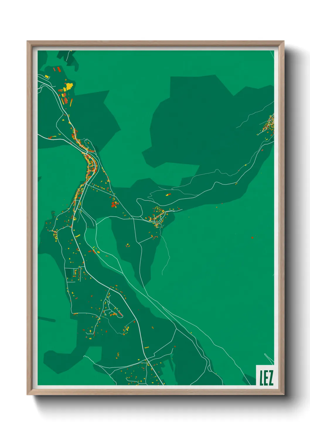 Une affiche de carte sur Lez