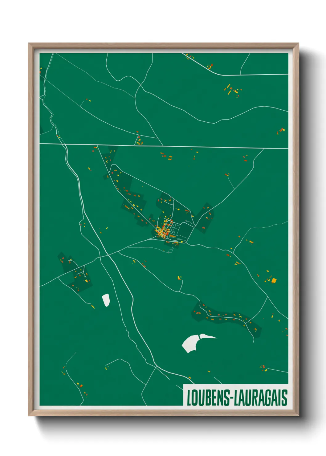 Une affiche de carte sur Loubens-Lauragais