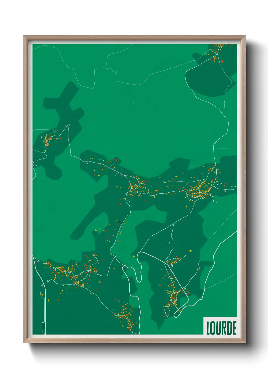 Une affiche de carte sur Lourde