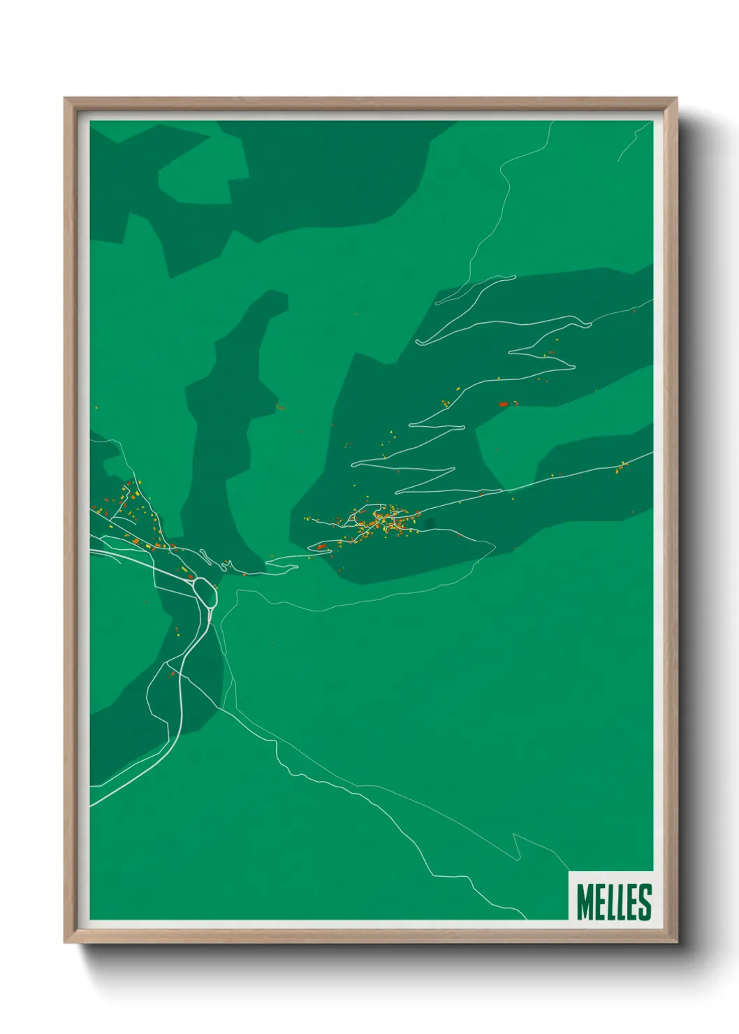 Une affiche de carte sur Melles