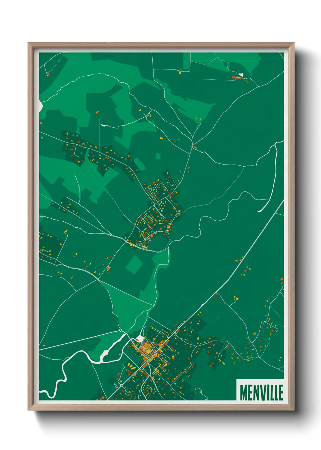 Une affiche de carte sur Menville